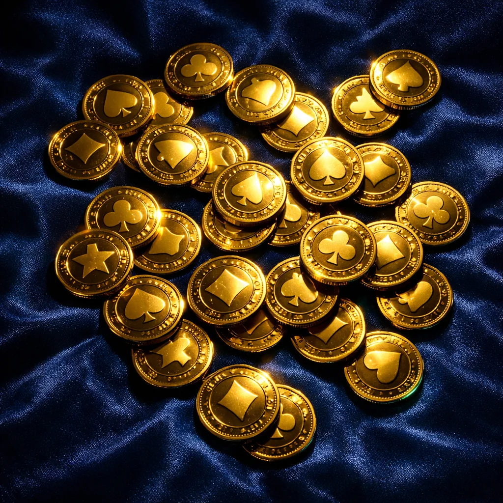 Gouden munten die neerregenen met groene gloed op donkere achtergrond